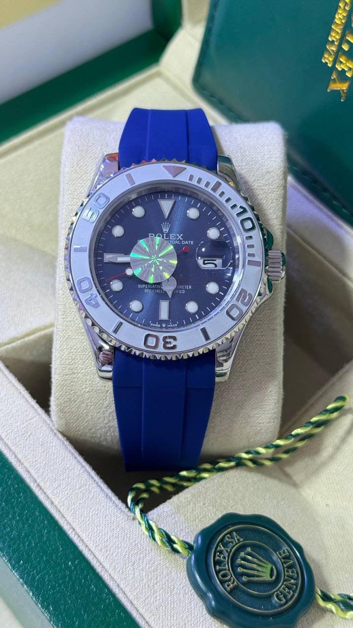 Rolex | Yacht-Master 40 Stainless Steel Platinum Bezel Blue Dial With Blue Rubberb – Montre Homme – image 6