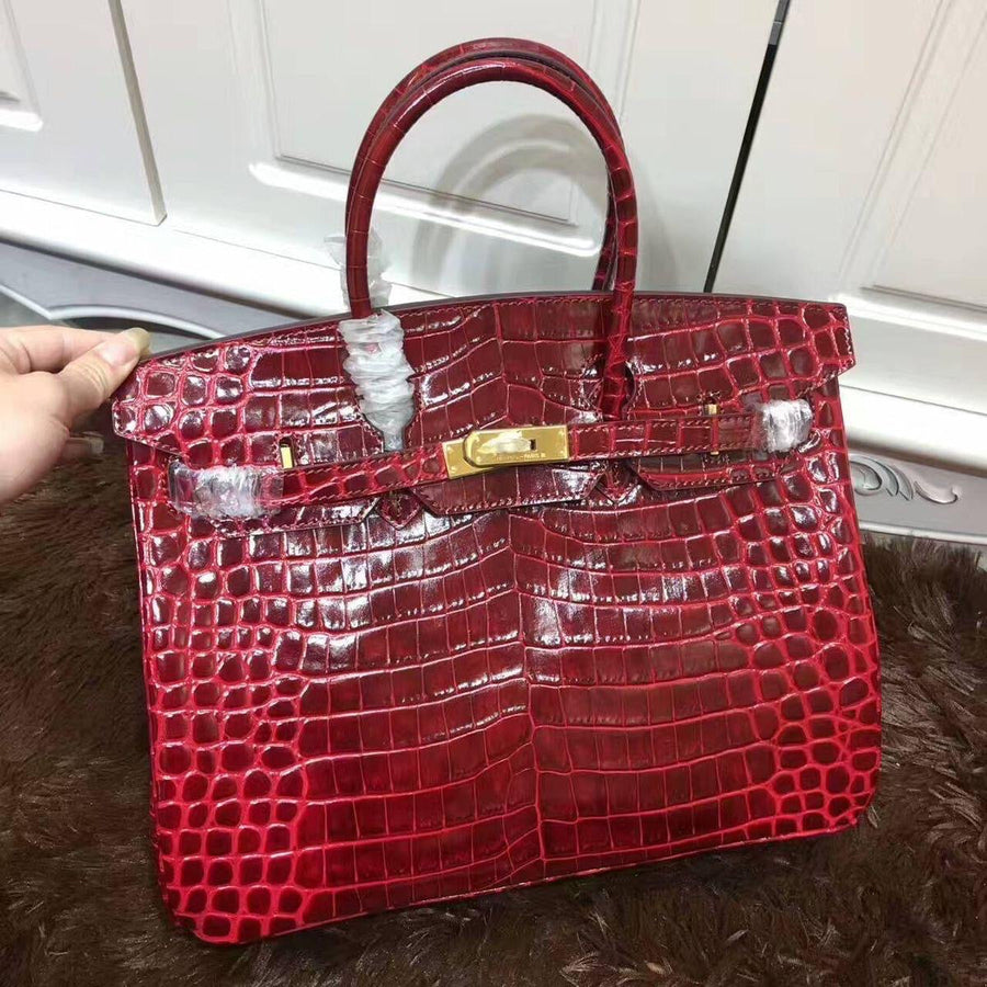 Sac À Main À Poignée Supérieure En Cuir Véritable Imprimé Crocodile – image 4