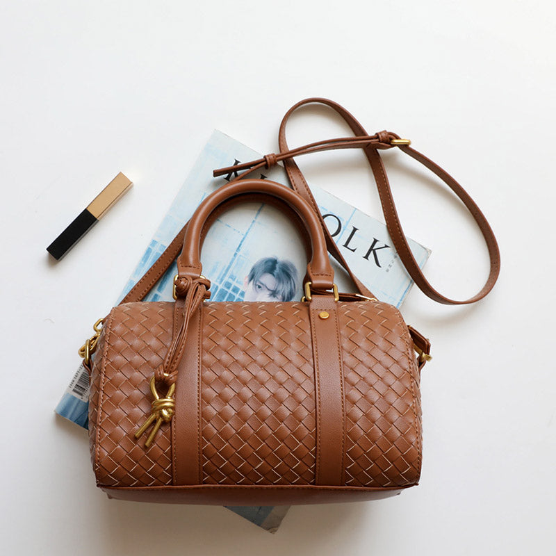 Sac À Main Vintage En Véritable Tressé En Forme D’oreiller Pour Femmes – image 4