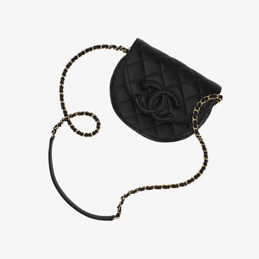 Chanel Mini Messenger Bag Cuir de veau grainé & doré noir – image 3