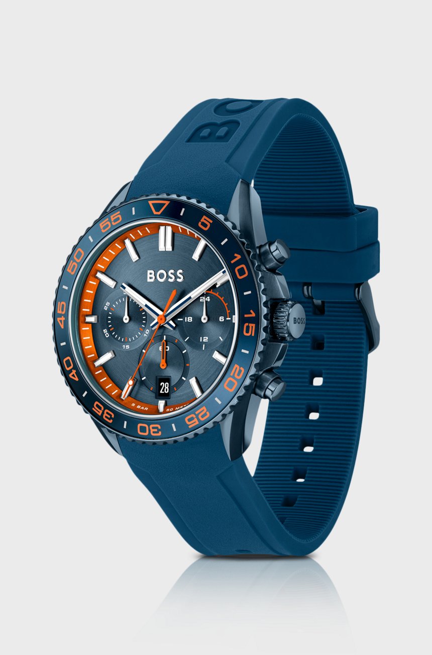 Chronographe À Cadran Ton Et Bracelet En Silicone Bleu – Montre Homme – image 3