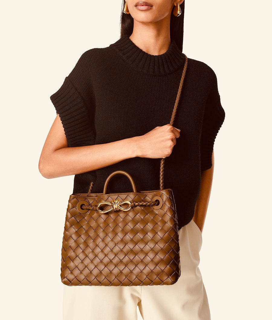 Sac à main en Andiamo Bottega Veneta Marron caramel – image 6