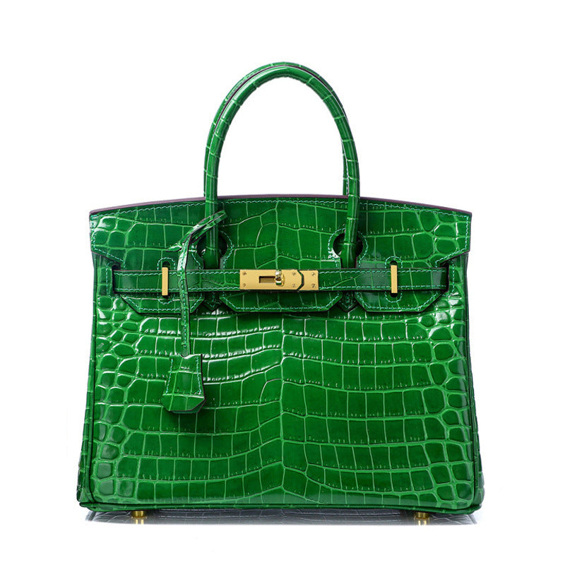 Sac À Main À Poignée Supérieure En Cuir Véritable Imprimé Crocodile Lisse – image 1