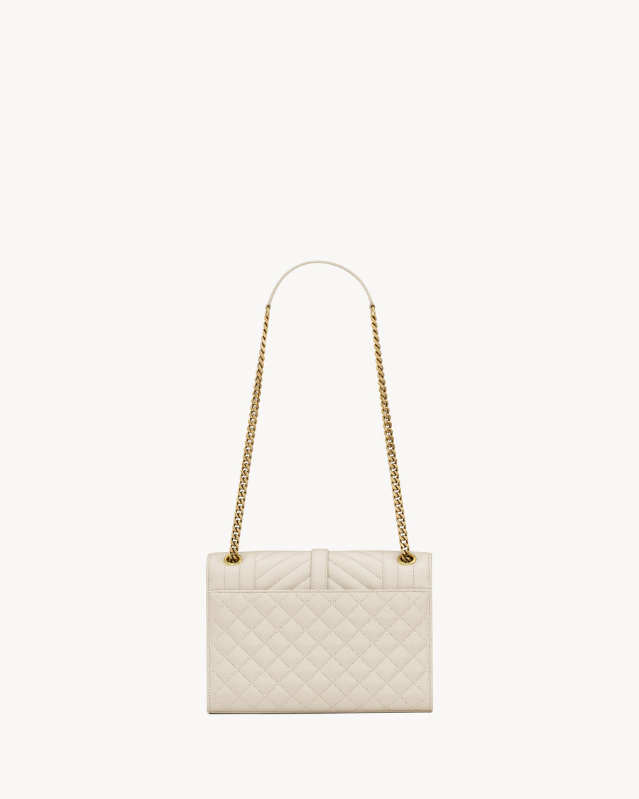 Sac Ysl Envelope Medium En D’Agneau Matelassé Blanc Vintage – image 2