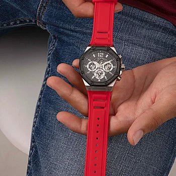 Silver Tone Case Red Silicone Watch GW0263G3 – Montre Homme – image 6