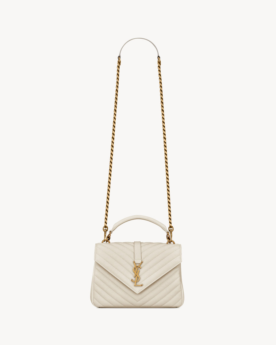 Sac Ysl Collège Medium En Semi Cuir Matelassé Blanc Cassé – image 2