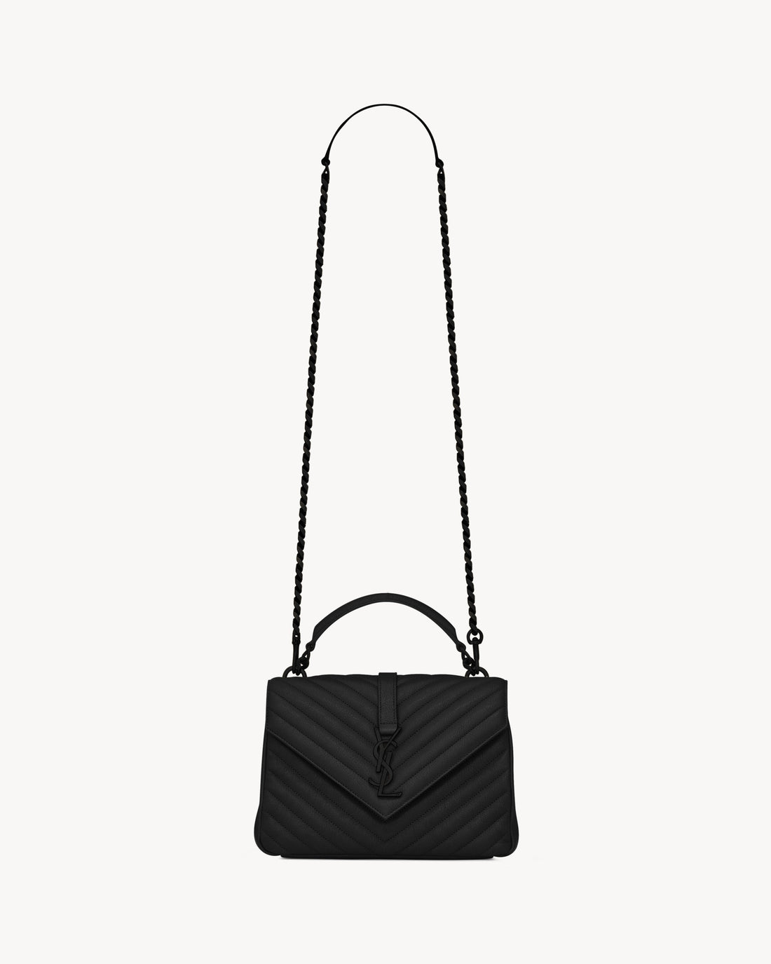 Sac Ysl Collège Medium En Semi Cuir Matelassé Noir – image 2