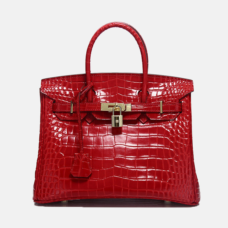 Sac À Main À Poignée Supérieure En Cuir Véritable Imprimé Crocodile – image 2