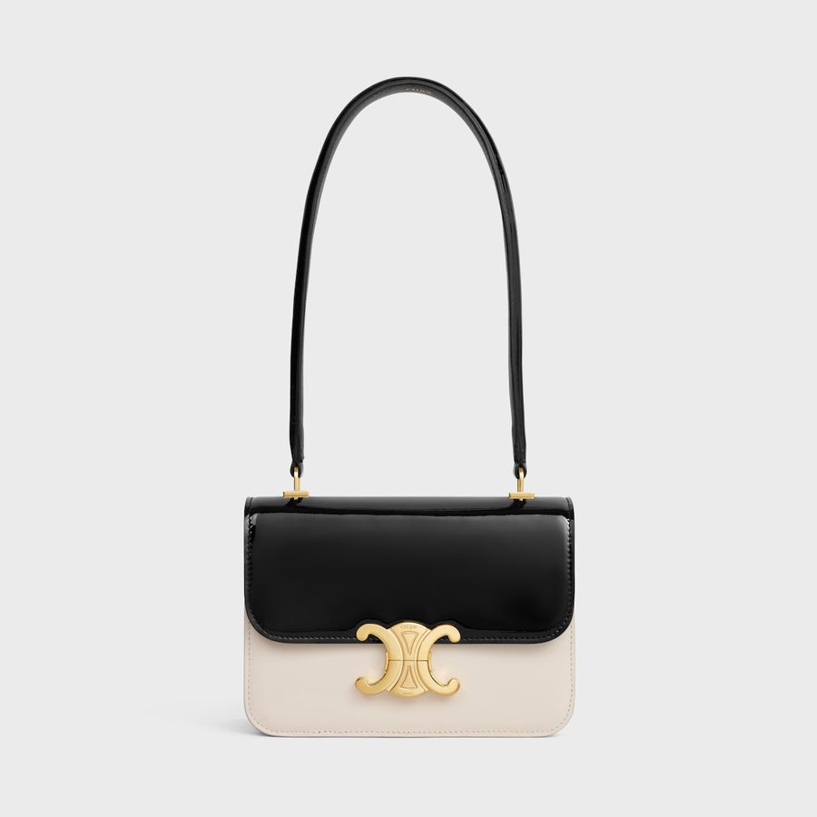Sac Teen Garance En Veau Verni Bicolore En Noir / Blanc – image 1