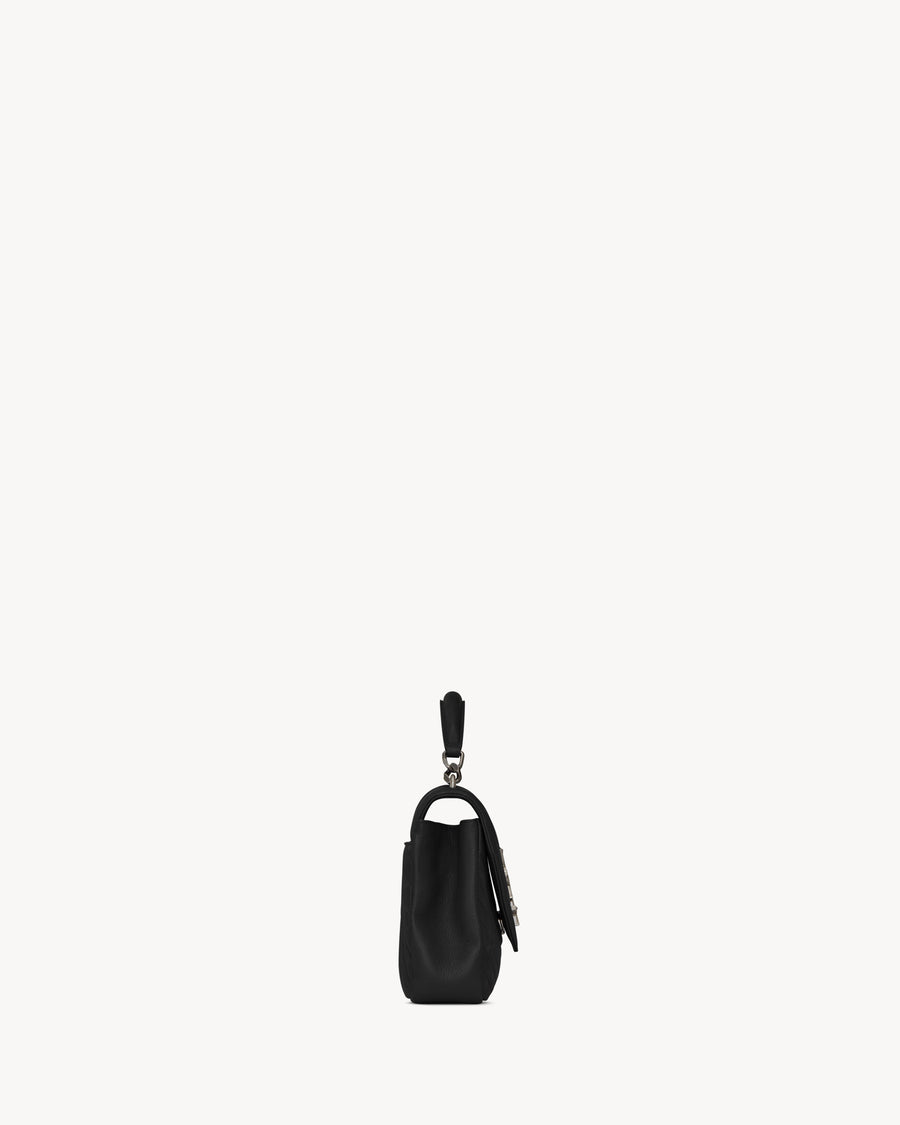 Sac Ysl Collège Medium En Semi Cuir Matelassé Noir Et Argenté – image 4