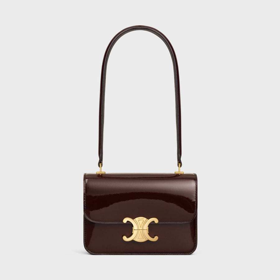 Sac Teen Garance En Veau Verni Bicolore En Brun Foncé – image 1