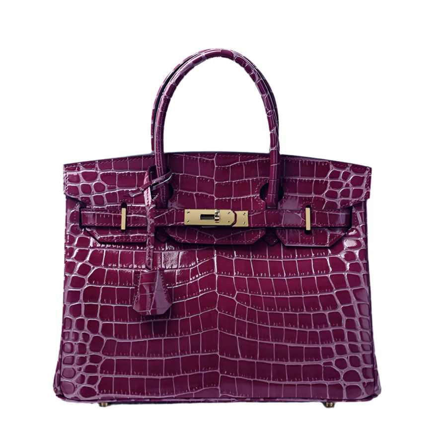 Sac À Main À Poignée Supérieure En Cuir Véritable Imprimé Crocodile – image 1