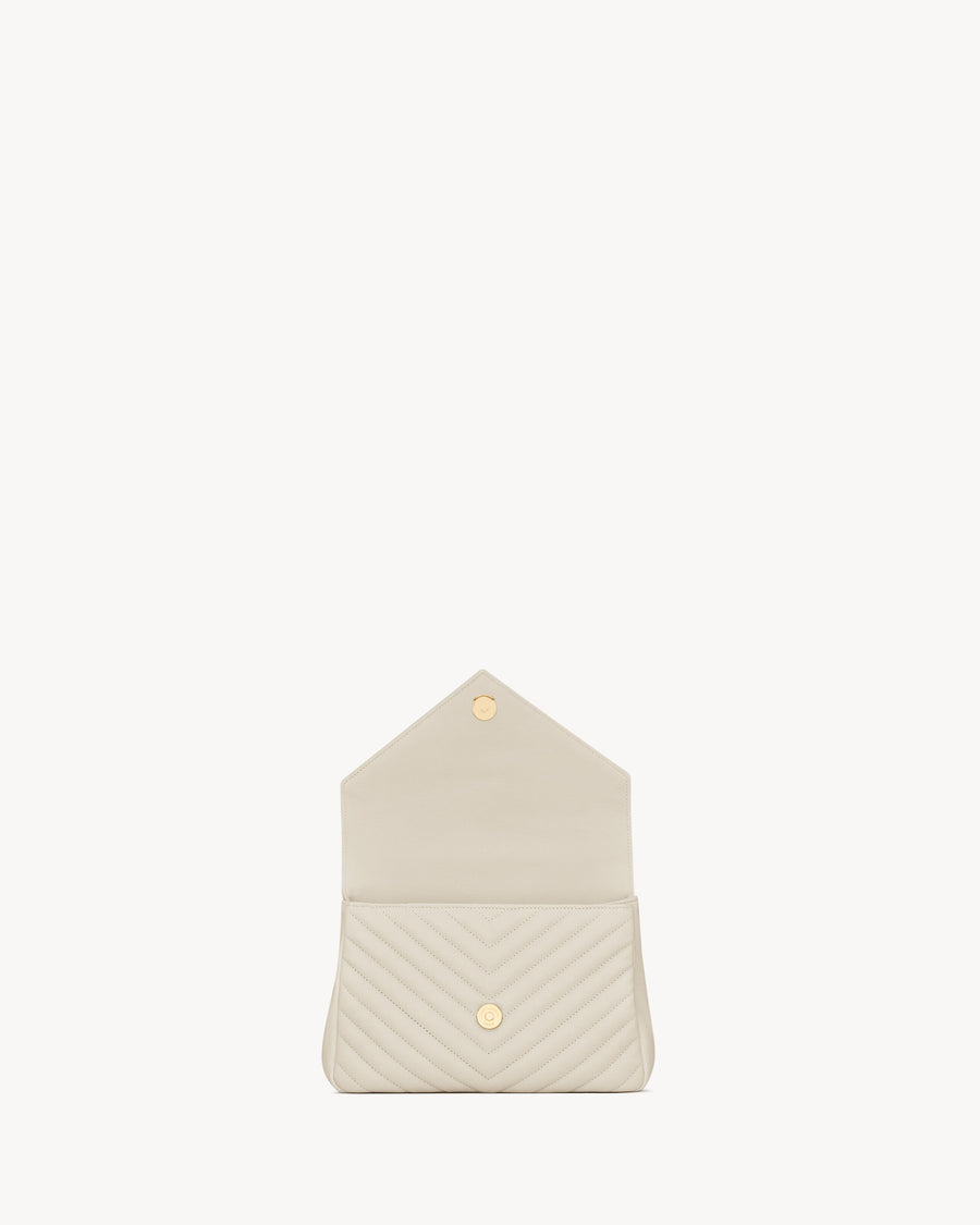 Sac Ysl Collège Medium En Semi Cuir Matelassé Blanc Cassé – image 5