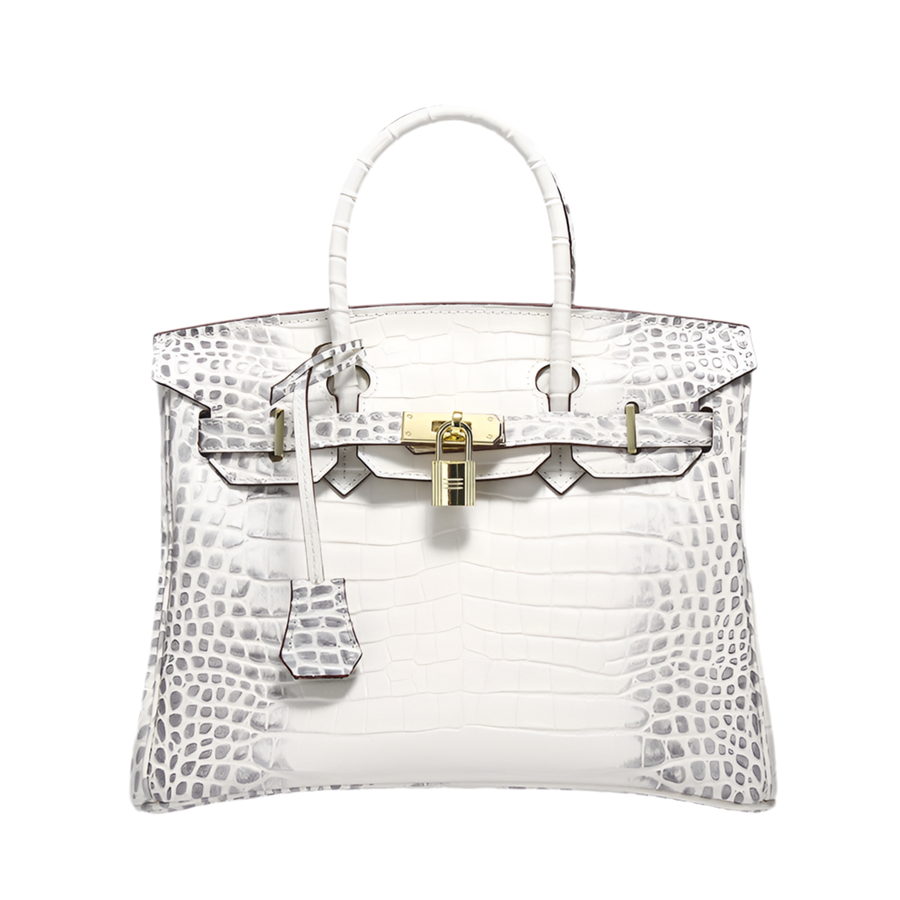 Sac À Main À Poignée Supérieure En Cuir Véritable Imprimé Crocodile – image 1