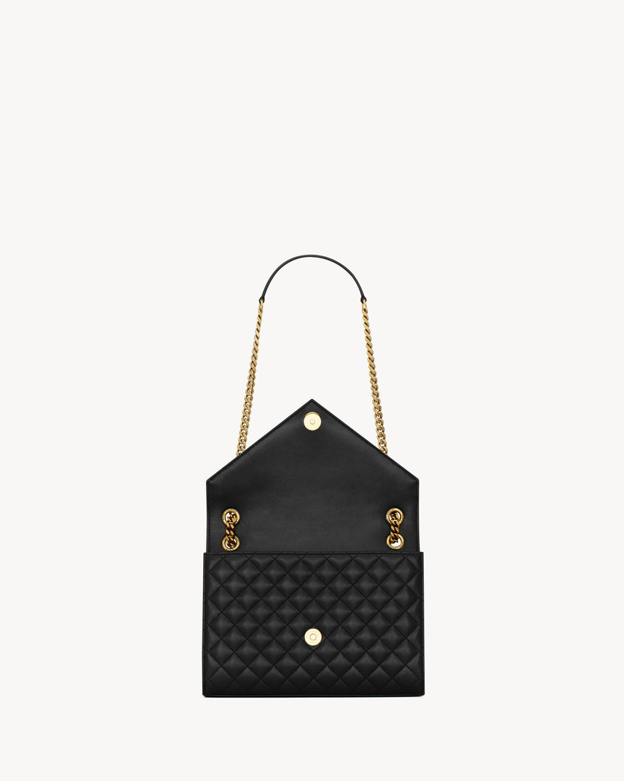 Sac Ysl Envelope Medium En D’Agneau Matelassé Noir – image 4