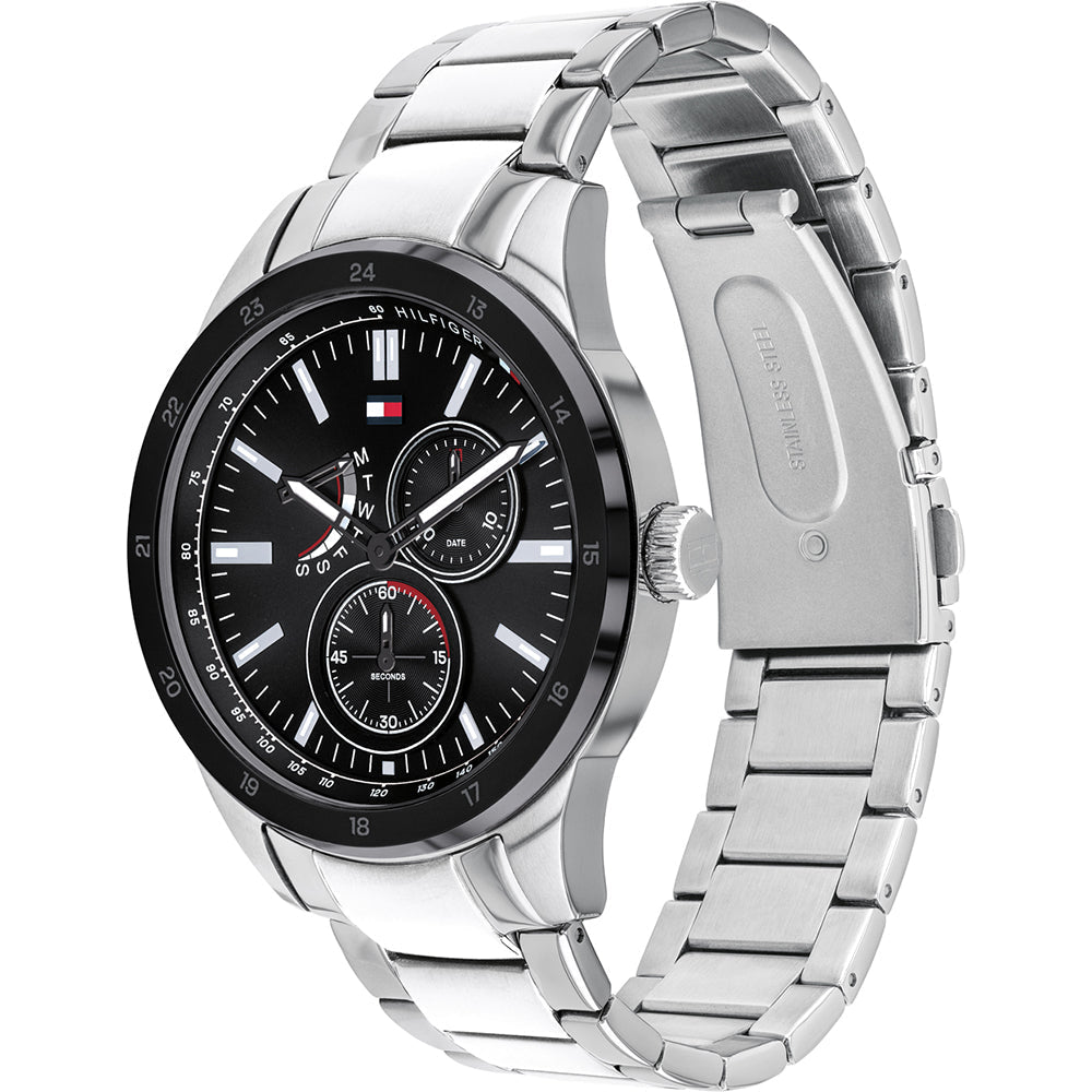 Tommy Hilfiger Austin avec cadran noir et bracelet en acier argenté - 1791639 – Montre Homme – image 3