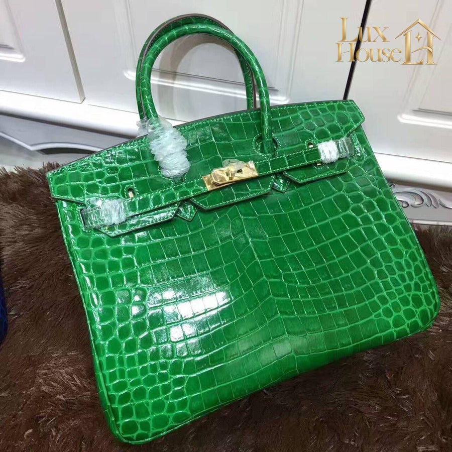Sac À Main À Poignée Supérieure En Cuir Véritable Imprimé Crocodile Lisse – image 8