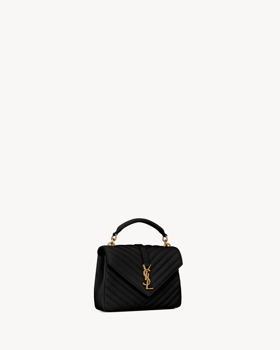 Sac Ysl Collège Medium En Semi Cuir Matelassé Noir Et Doré – image 7