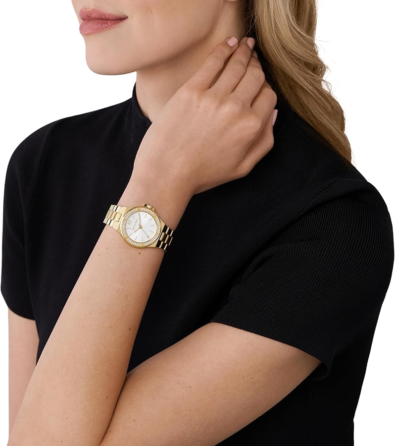 Petite montre Lennox dorée à pierres pavées MK7278 – Montre Femme – image 2