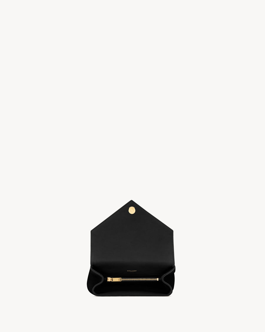 Sac Ysl Collège Medium En Semi Cuir Matelassé Noir Et Doré – image 12