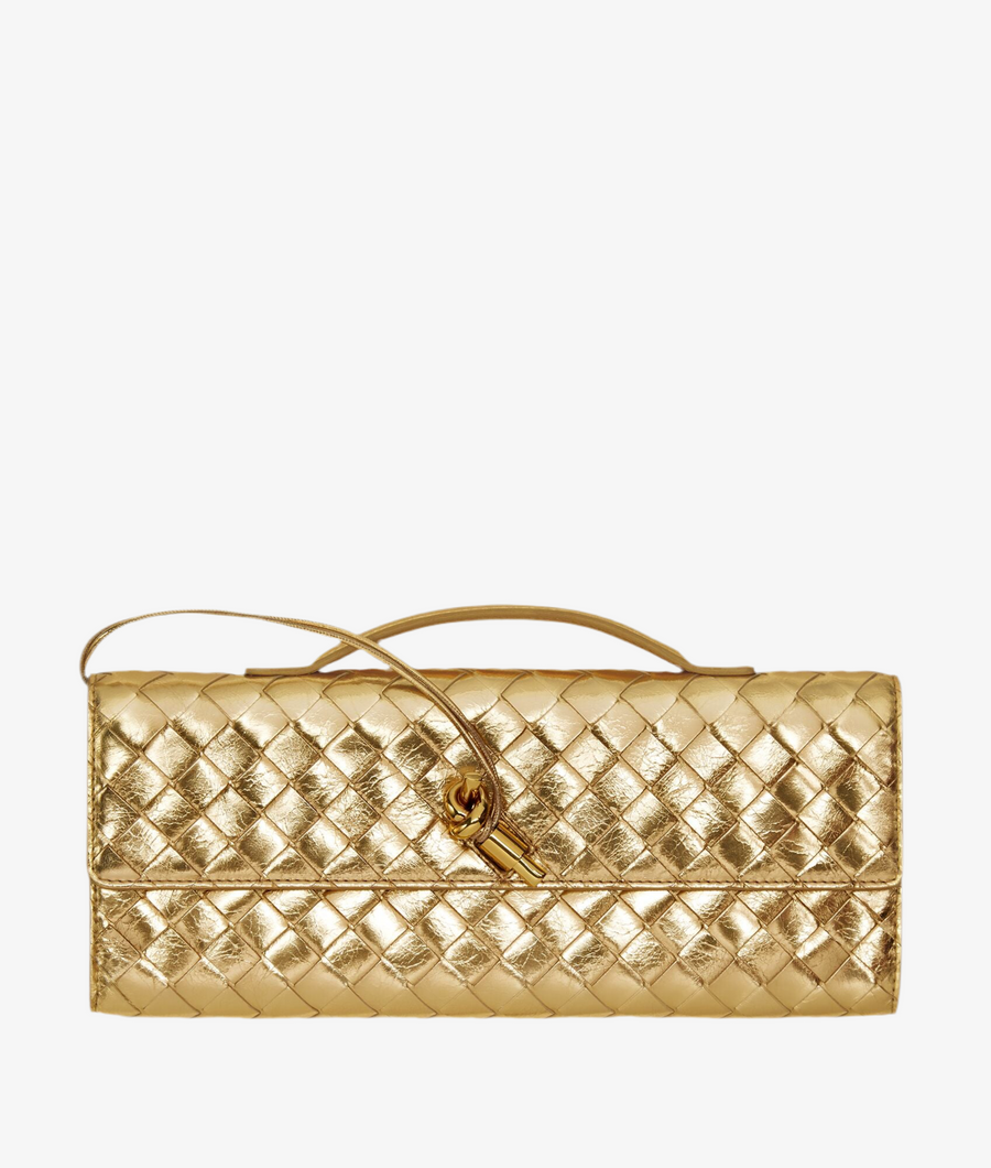 Pochette à Intrecciato effet miroir avec fermeture knot signature. – image 1