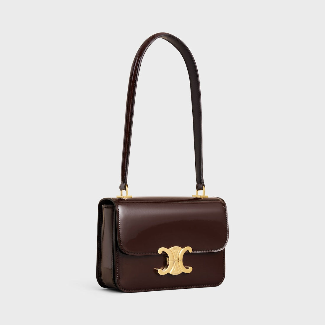 Sac Teen Garance En Veau Verni Bicolore En Brun Foncé – image 3