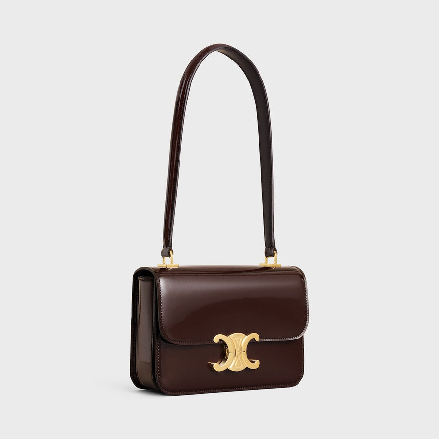 Sac Teen Garance En Veau Verni Bicolore En Brun Foncé – image 3