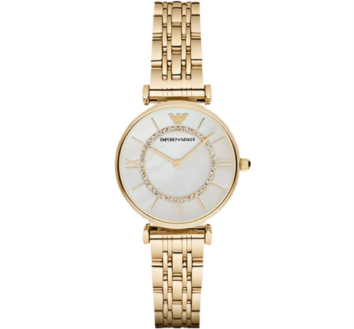 à deux aiguilles en acier inoxydable doré Emporio Armani AR1907 – Montre Femme – image 1