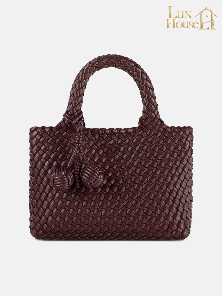 Sac À Main Bottega Tressé Unique De Couleur Bordeaux – image 1