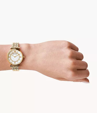 à deux aiguilles en acier inoxydable doré Emporio Armani AR1907 – Montre Femme – image 2