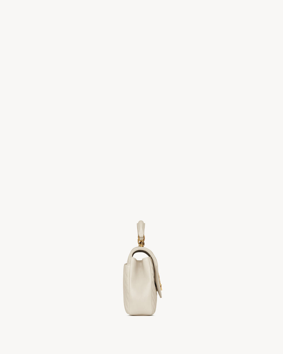 Sac Ysl Collège Medium En Semi Cuir Matelassé Blanc Cassé – image 4
