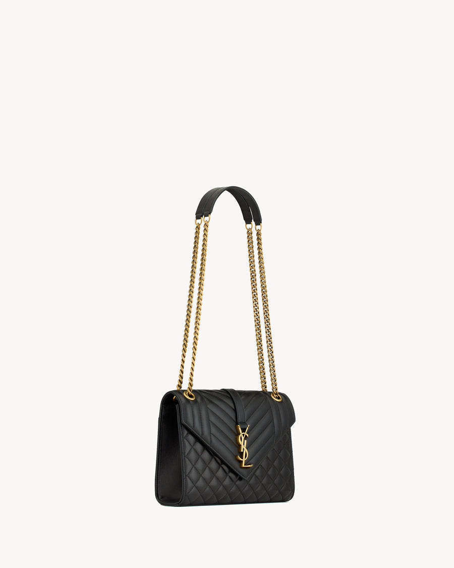 Sac Ysl Envelope Medium En D’Agneau Matelassé Noir – image 6