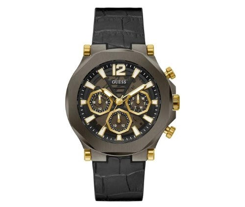 GUESS multifonction US Cuir Noir – Montre Homme – image 1