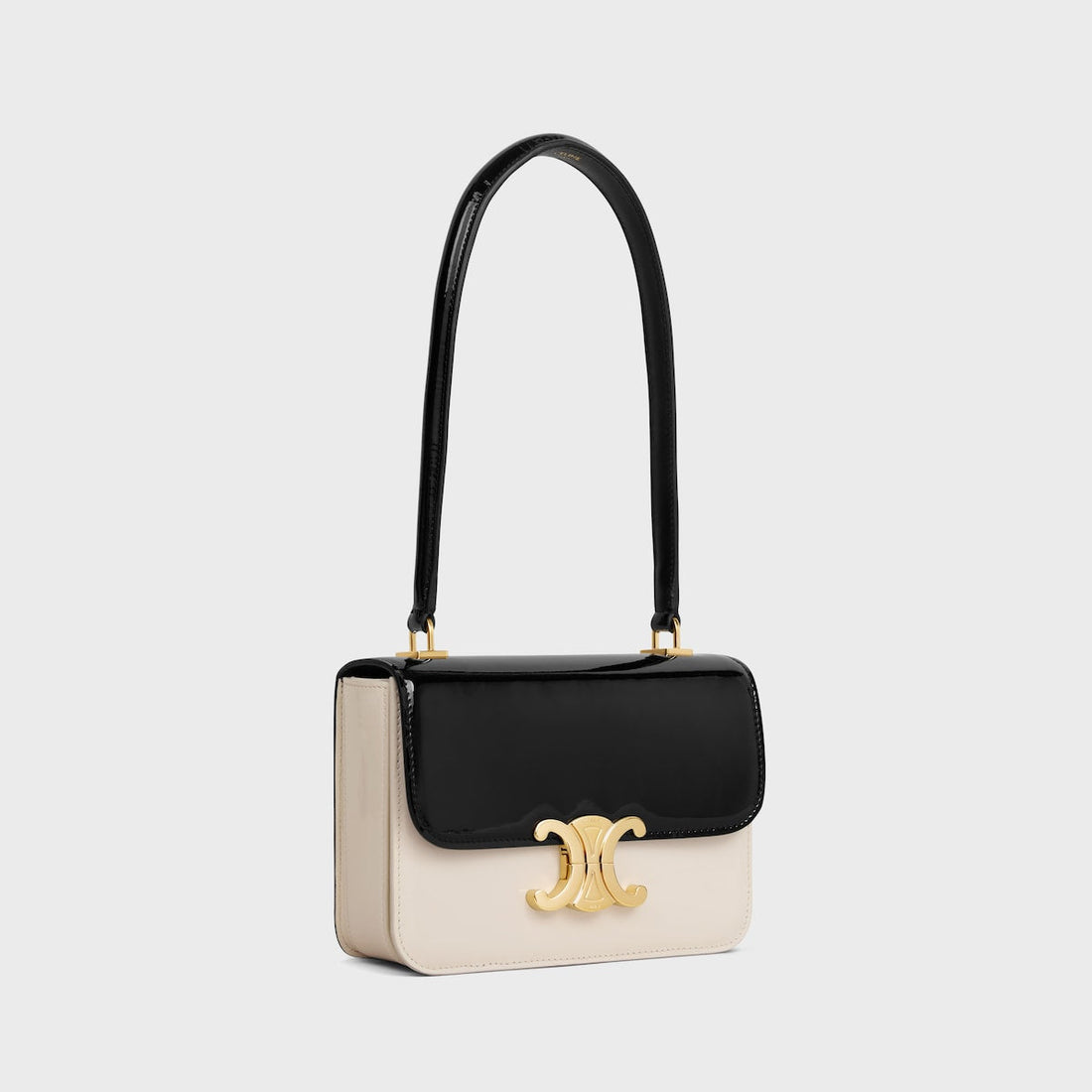 Sac Teen Garance En Veau Verni Bicolore En Noir / Blanc – image 3