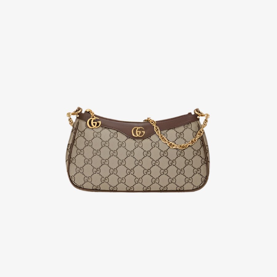 Sac À Épaule Ophidia Petite Taille Beige Et Ébène – image 1