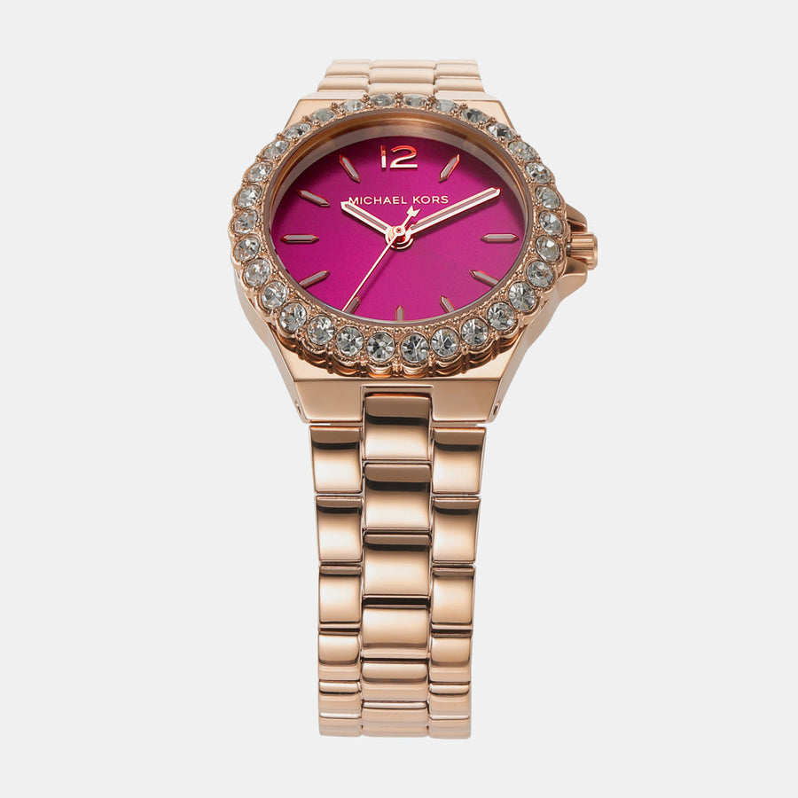 MK Lennox à trois aiguilles en acier inoxydable doré rose – Montre Femme – image 2