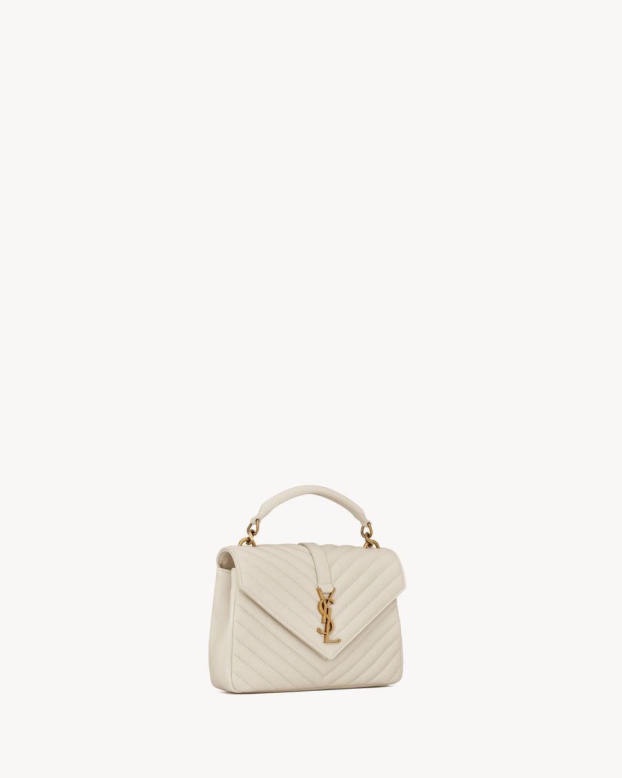 Sac Ysl Collège Medium En Semi Cuir Matelassé Blanc Cassé – image 7