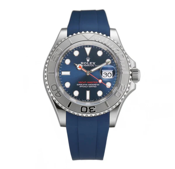 Rolex | Yacht-Master 40 Stainless Steel Platinum Bezel Blue Dial With Blue Rubberb – Montre Homme – image 1