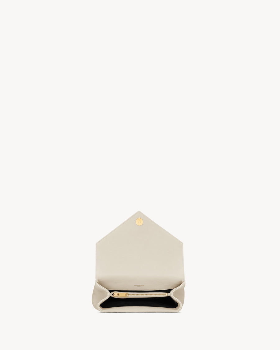 Sac Ysl Collège Medium En Semi Cuir Matelassé Blanc Cassé – image 6
