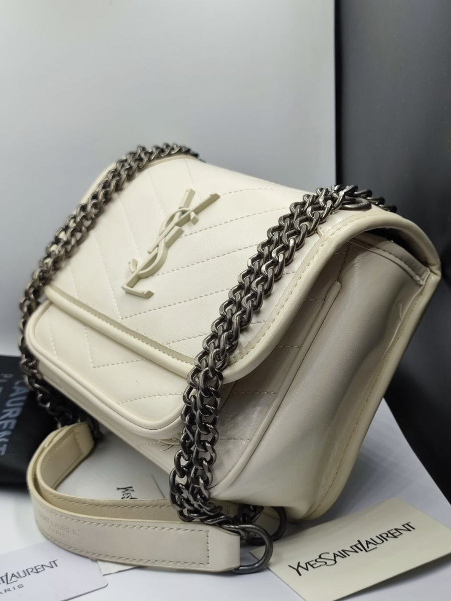 ‘Sac Ysl Niki Baby En Semi Cuir Blanc Vintage – image 7