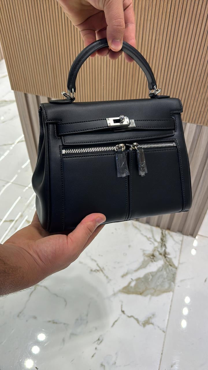 Sac À Main En Cuir Véritable Minimaliste À Double Poche Et Fermeture À Clé Pour Femmes – image 6