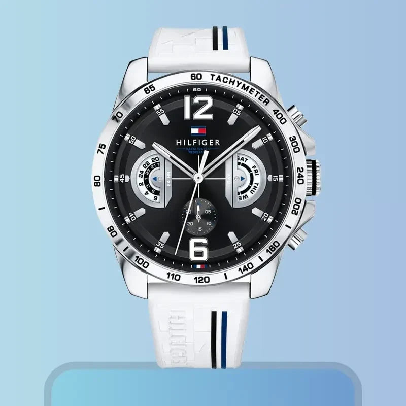 Tommy Hilfiger/ TH1791475 / TH679302204 Caoutchouc Blanc – Montre Homme – image 2