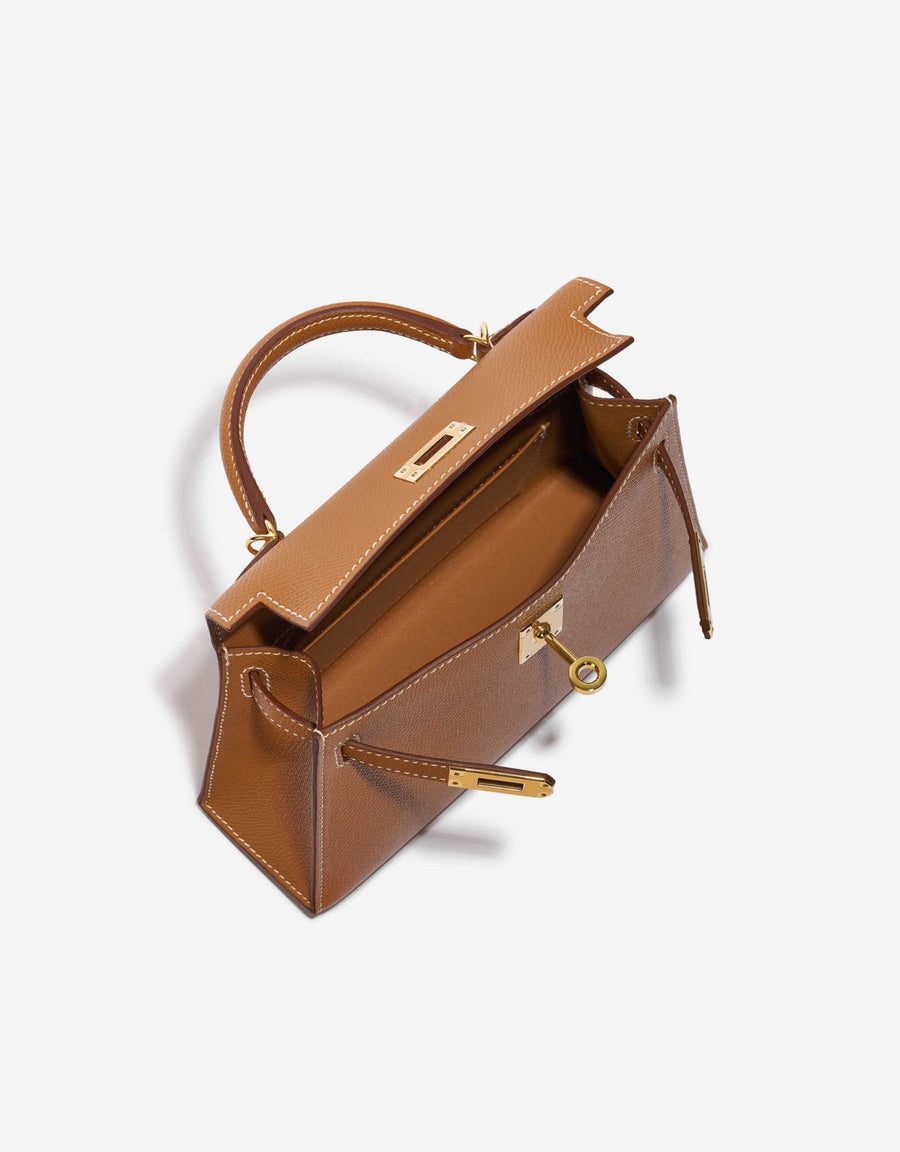 Sac bandoulière Kelly Sellier 25 Hermes Veau Epsom Gold – image 9