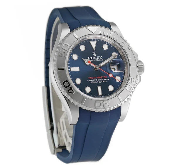 Rolex | Yacht-Master 40 Stainless Steel Platinum Bezel Blue Dial With Blue Rubberb – Montre Homme – image 4