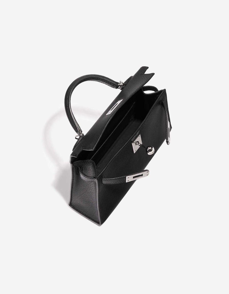 Sac bandoulière Kelly Sellier 25 Hermes Veau Noir – image 7