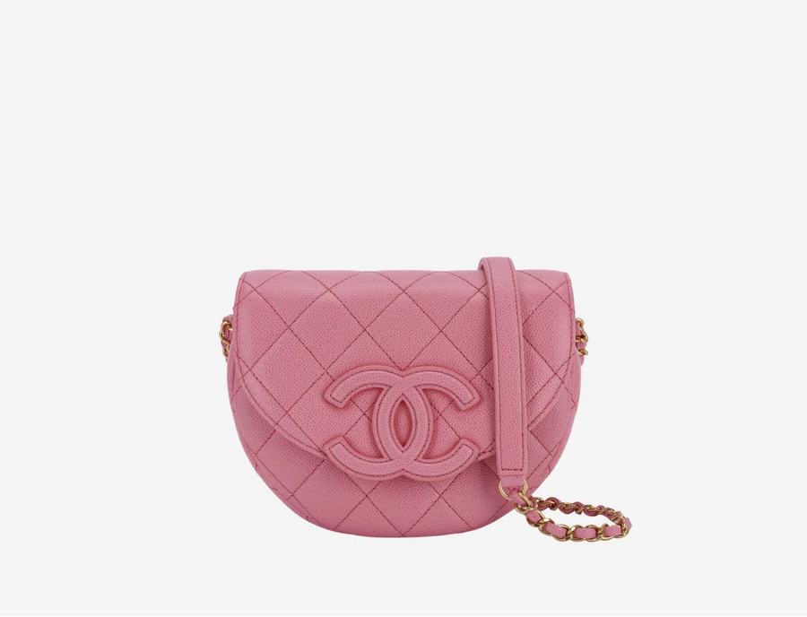 Chanel Mini Messenger Bag Cuir de veau grainé & doré Rose clair – image 1