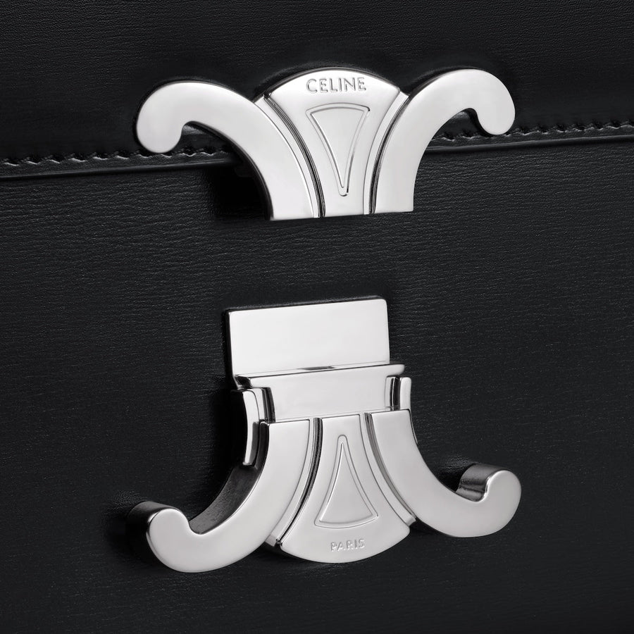 Sac Triomphe Teen Veau Brillant En Noir Et Argenté – image 4