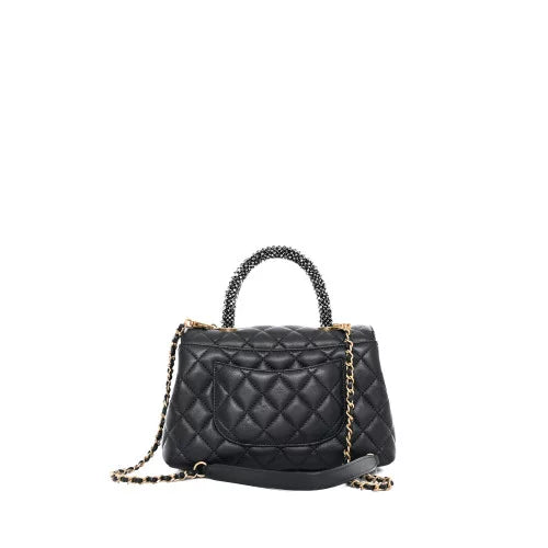 Sac bandoulière Coco Handle Chanel Cuir Strass Anthracite – image 6