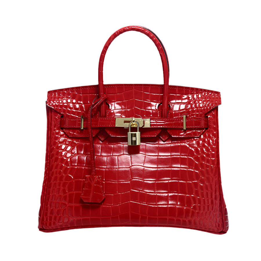 Sac À Main À Poignée Supérieure En Cuir Véritable Imprimé Crocodile – image 1
