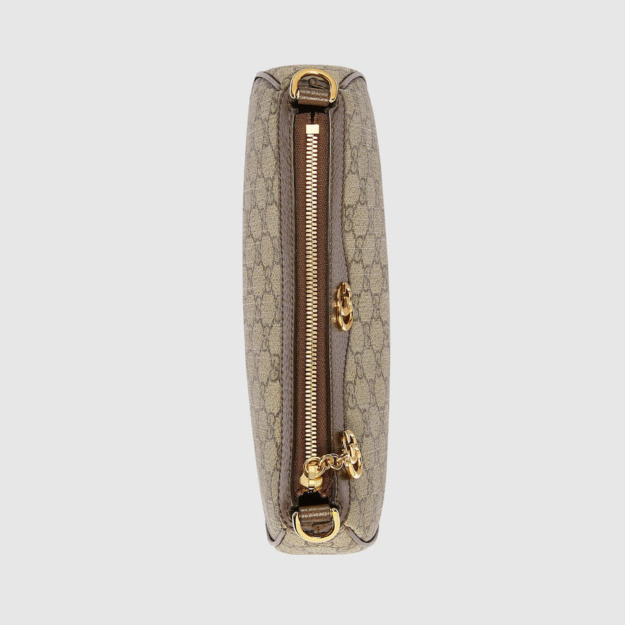 Sac À Épaule Ophidia Petite Taille Beige Et Ébène – image 7